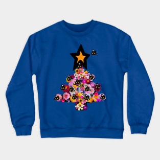 Floral Christmas Tree Bumblebee Crewneck Sweatshirt